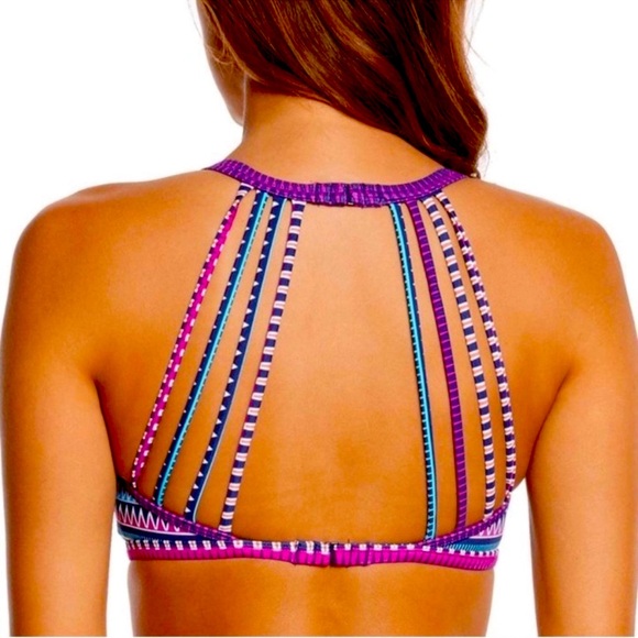 💚💙❤️NWT Jag Tribal Essence Navy Boho Print Strappy Bikini Set Size Large💚💙❤️ - Picture 4 of 15